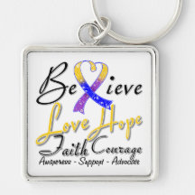 Bladder Cancer Believe Heart Collage Key Chains