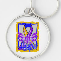 Bladder Cancer Hope Butterfly Portrait Keychain