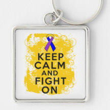 Bladder Cancer Keep Calm and Fight On.png Keychains