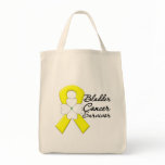 Bladder Cancer Survivor Flower Ribbon Tote Bags