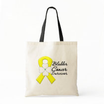 Bladder Cancer Survivor Flower Ribbon Tote Bags