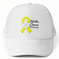 Bladder Cancer Survivor Flower Ribbon Trucker Hat
