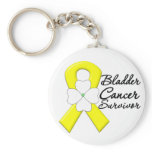 Bladder Cancer Survivor Flower Ribbon Keychain