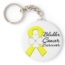 Bladder Cancer Survivor Flower Ribbon Keychain