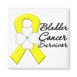 Bladder Cancer Survivor Flower Ribbon Refrigerator Magnet
