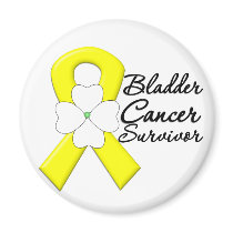 Bladder Cancer Survivor Flower Ribbon Fridge Magnets
