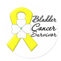 Bladder Cancer Survivor Flower Ribbon Round Stickers