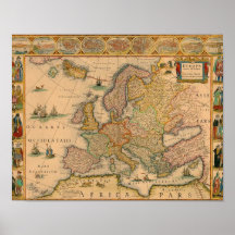 Blaeu's Map of Europe 1620 Reproduction Print