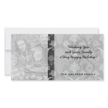 blakc and grey silver damask.ai photo greeting card