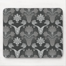 blakc and grey silver damask mouse pad