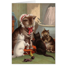 Blank card - Naughty Cat series - Knitting Cats