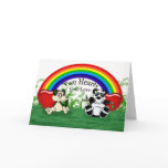 Blank gay lesbian Love card with pandas and rainbo