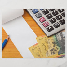 Blank list with Australian dollars and calculator Custom Flyer