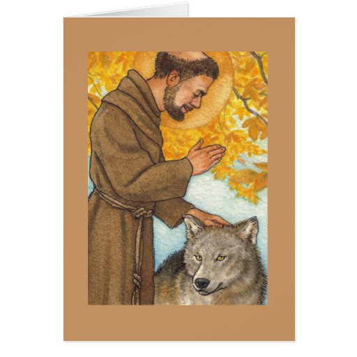 blank note card St Francis & wolf