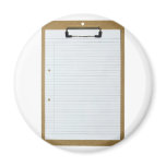 Blank writing paper on clipboard magnets