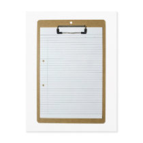 Blank writing paper on clipboard post card