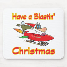 blasting christmas rocket sleigh santa mouse pads