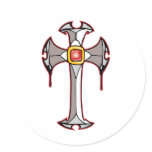 Bleeding Cross Round Sticker