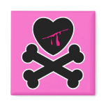 Bleeding Heart and Crossbones Refrigerator Magnet