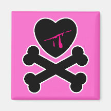 Bleeding Heart and Crossbones Refrigerator Magnet