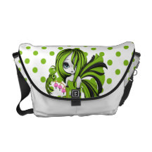Bleeding Heart Fae Messenger Bag-Green