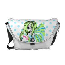 Bleeding Heart Fae Messenger Bag-Green-Blue