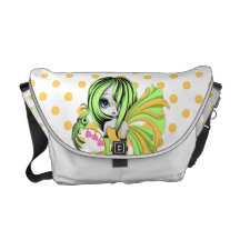 Bleeding Heart Fae Messenger Bag-Green-Yellow-Oran