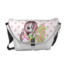 Bleeding Heart Fae Messenger Bag--Pink-Green