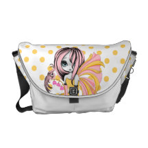 Bleeding Heart Fae Messenger Bag--Pink-Yellow-Oran