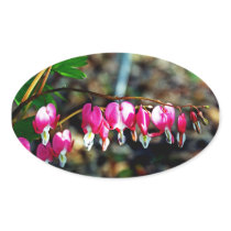 Bleeding Heart Flowers Oval Sticker