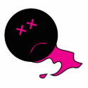 Bleeding Pink Dead Smiley photo sculptures