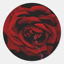 Bleeding Rose Round Stickers