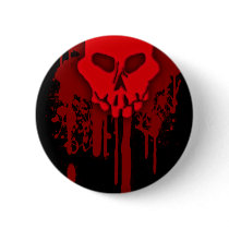 bleeding skull pinback button