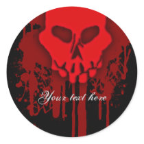 bleeding skull round sticker