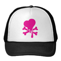 Bleeding Valentine Heart, Valentines Heart Bones Mesh Hats