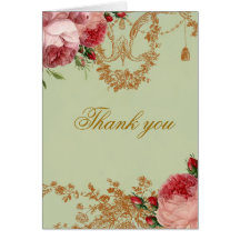 Blenheim Rose - Elegant Sage Green Thank You Card