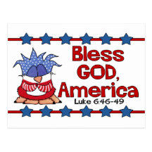 Bless God, America- Luke 6:46-49-Birds of Pray Postcard