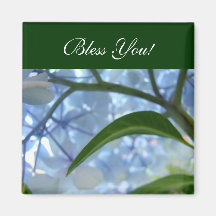 Bless You! magnets gifts Holidays Blue Hydrangea