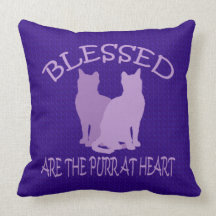 Blessed Are The Purr at Heart Throw Pillow
