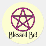 Blessed Be Pentagram Round Stickers