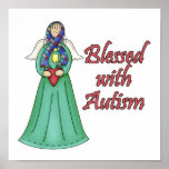 Blessed With Autism Awarness Angel Design Print