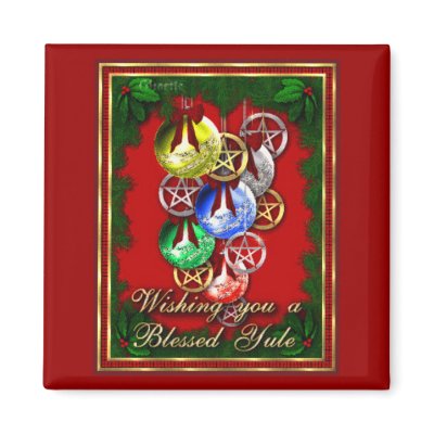Blessed Yule Wicca Christmas Pentagram Magnet by quidicane