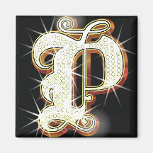 Bling alphabet P Fridge Magnets
