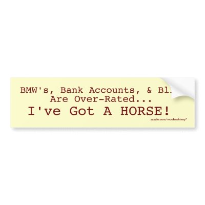 Bling Vs. Horse Sticker Bumper Stickers by WoofNWhinny
