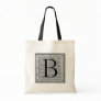 Block Letter "B" Woodcut Woodblock Inital Tote Bags