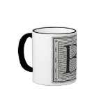 Block Letter "B" Woodcut Woodblock Inital Coffee Mug