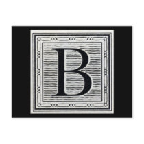 Block Letter "B" Woodcut Woodblock Inital