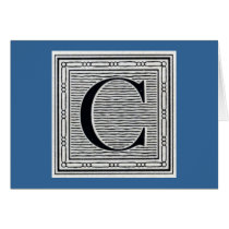 Block Letter "C" Woodcut Woodblock Inital