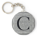 Block Letter "C" Woodcut Woodblock Inital Keychains