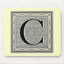 Block Letter "C" Woodcut Woodblock Inital Mouse Mats